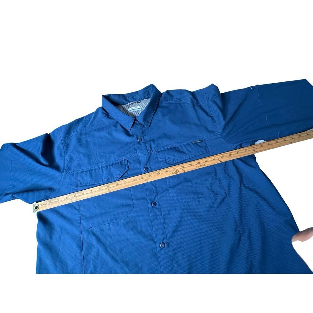 Columbia PFG Men's Shirt Button Down Roll Tab Sleeve Navy Blue Fishing S… - Picture 5 of 11